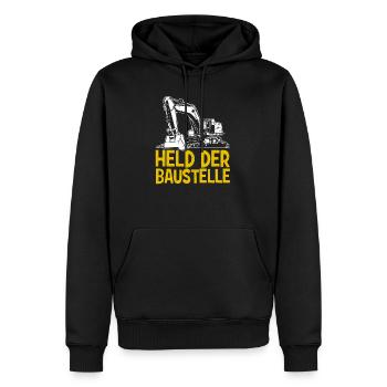 Held der Baustelle - Männer Premium Bio Hoodie - Schwarz - Vorne - Nico (187cm)