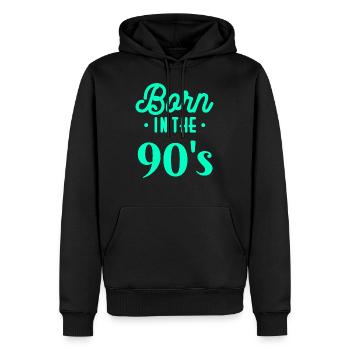 90's 90er Jahre 1990-2000 Geboren Geburtstag - Männer Premium Bio Hoodie - Schwarz - Vorne - Nico (187cm)