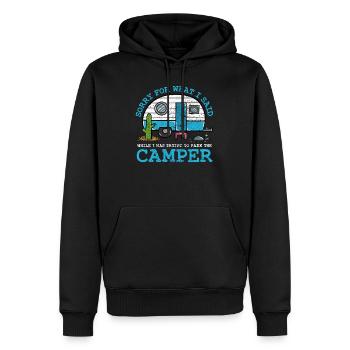 Camping - Sweat à capuche Premium bio Homme - noir - Devant - Nico (187cm)