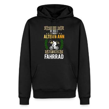 Alter Mann Fahrrad - Männer Premium Bio Hoodie - Schwarz - Vorne - Nico (187cm)