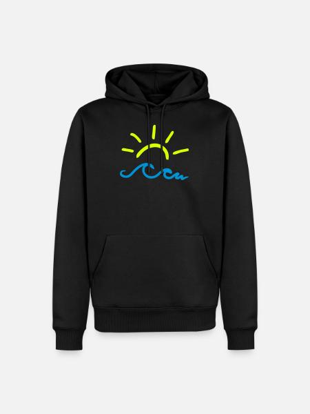 Sonne und Wellen - Männer Premium Bio Hoodie - Schwarz