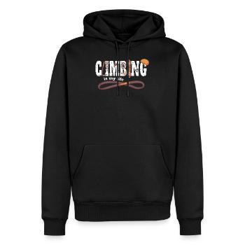 Climbing is my life - Klettern ist mein Leben - Männer Premium Bio Hoodie - Schwarz - Vorne - Nico (187cm)