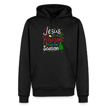 Jésus Noël - Sweat à capuche Premium bio Homme - noir - Devant - Nico (187cm)