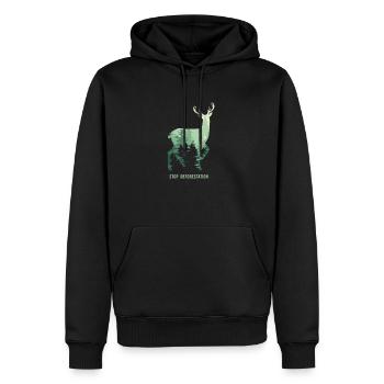 Stopper la déforestation - Silhouette Cerf Forest / Tann - Sweat à capuche Premium bio Homme - noir - Devant - Nico (187cm)
