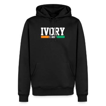 côte-d'Ivoire - Sweat à capuche Premium bio Homme - noir - Devant - Nico (187cm)
