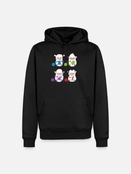 Stricken Häkeln Handarbeiten Cartoon Süße Schafe - Männer Premium Bio Hoodie - Schwarz