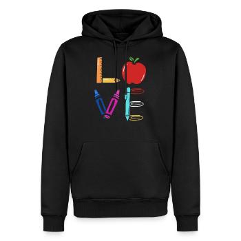 professeur - Sweat à capuche Premium bio Homme - noir - Devant - Nico (187cm)