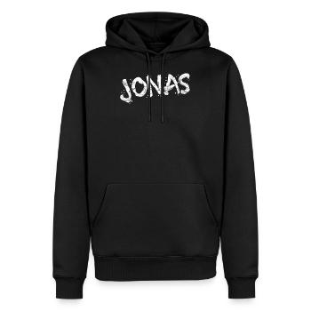 Jonas - Männer Premium Bio Hoodie - Schwarz - Vorne - Nico (187cm)