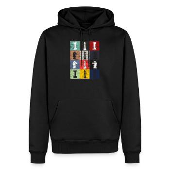 Pièces d'échecs - Sweat à capuche Premium bio Homme - noir - Devant - Nico (187cm)