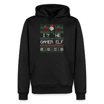 Elfe gamer de noël - Sweat à capuche Premium bio Homme - noir - Devant - Nico (187cm)