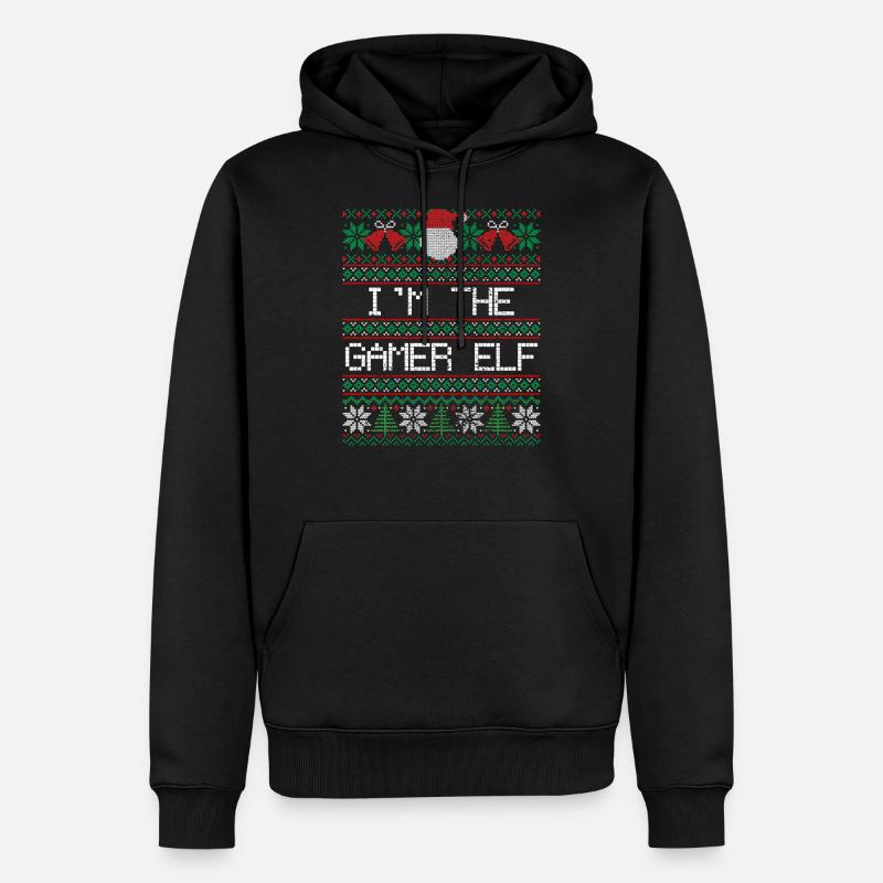 Elfe gamer de noël - Sweat à capuche Premium bio Homme - noir