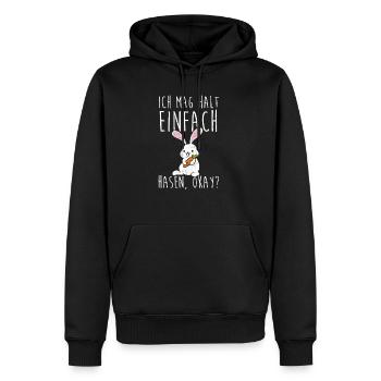 Ich mag halt einfach Hasen - Männer Premium Bio Hoodie - Schwarz - Vorne - Nico (187cm)