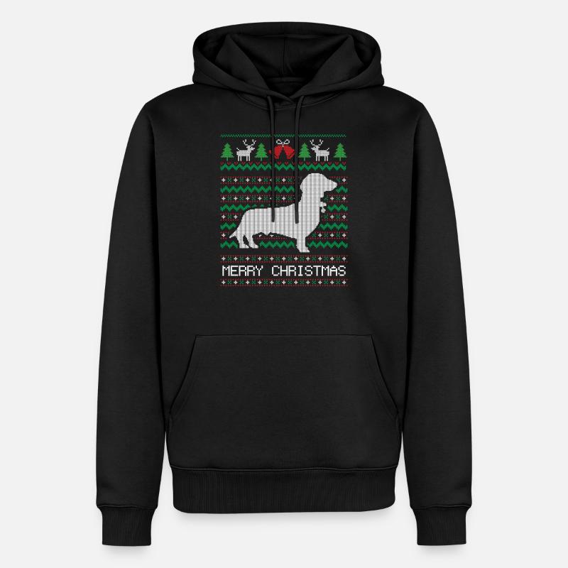 Teckel de Noël - Sweat à capuche Premium bio Homme - noir