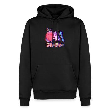 Pêche juteuse des années 80 - Sweat à capuche Premium bio Homme - noir - Devant - Nico (187cm)