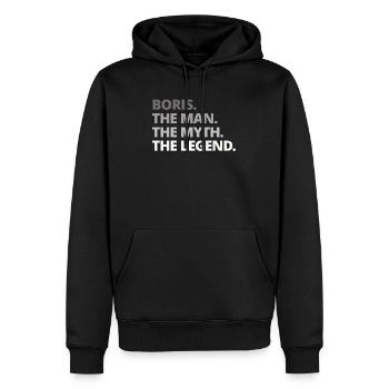 Nom de Boris disant cadeau - Sweat à capuche Premium bio Homme - noir - Devant - Nico (187cm)