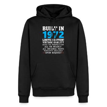 Erbaut im Jahre 1972 - Built in 1972 - Männer Premium Bio Hoodie - Schwarz - Vorne - Nico (187cm)