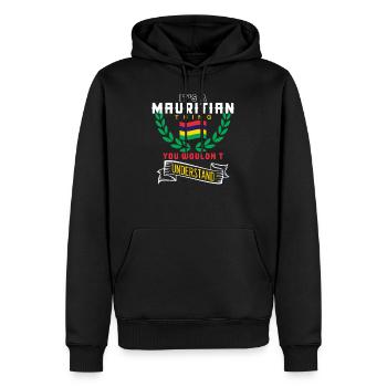 Mauritius - Männer Premium Bio Hoodie - Schwarz - Vorne - Nico (187cm)