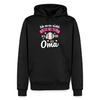 Ich muss nicht nein sagen ich bin die Oma - Männer Premium Bio Hoodie - Schwarz - Vorne - Nico (187cm)