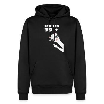 Ich bin 39 plus Lama Alpaka - Männer Premium Bio Hoodie - Schwarz - Vorne - Nico (187cm)