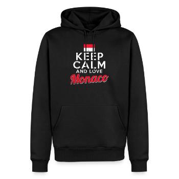 Monaco - Männer Premium Bio Hoodie - Schwarz - Vorne - Nico (187cm)