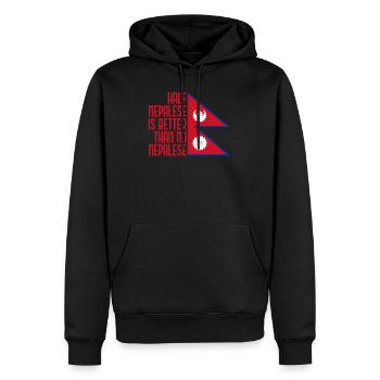 Népal - Sweat à capuche Premium bio Homme - noir - Devant - Nico (187cm)
