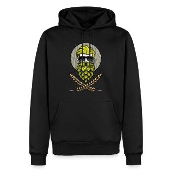 Barbe de houblon vert - Style de bière - Mode du houblon - Sweat à capuche Premium bio Homme - noir - Devant - Nico (187cm)
