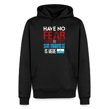 San Marino - Men’s Premium Organic Hoodie - black - Front - Nico (187cm)