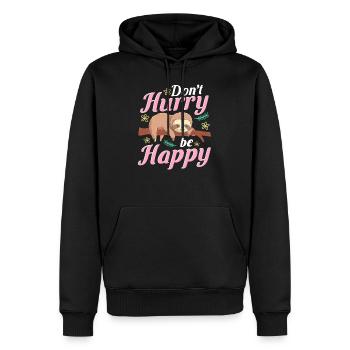 Faultier Witzig Sprichwort - Männer Premium Bio Hoodie - Schwarz - Vorne - Nico (187cm)
