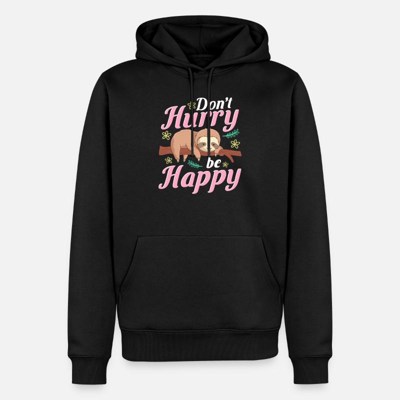 Faultier Witzig Sprichwort - Männer Premium Bio Hoodie - Schwarz