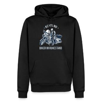Biker in Ruhestand Motorrad Motorradfahrer Rentner - Männer Premium Bio Hoodie - Schwarz - Vorne - Nico (187cm)