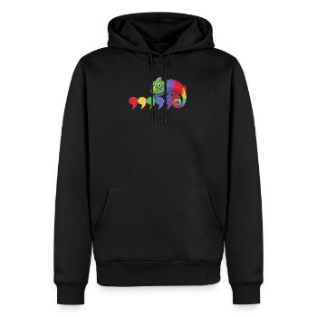 Virgule caméléon - Sweat à capuche Premium bio Homme - noir - Devant - Nico (187cm)