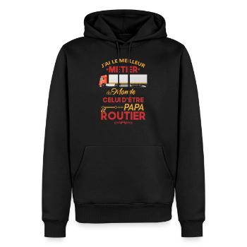 Routier Shirt • Meilleur Metier • Papa Cadeau - Sweat à capuche Premium bio Homme - noir - Devant - Nico (187cm)
