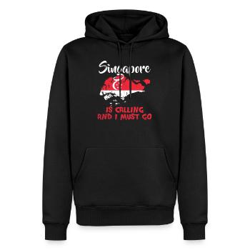 Singapur - Männer Premium Bio Hoodie - Schwarz - Vorne - Nico (187cm)