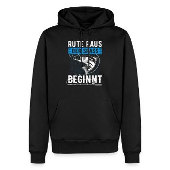 Rute raus, der Spaß beginnt - Männer Premium Bio Hoodie - Schwarz - Vorne - Nico (187cm)