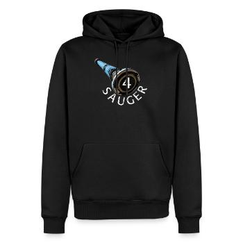 Conception compétition incendie - 4 ventouses - Sweat à capuche Premium bio Homme - noir - Devant - Nico (187cm)
