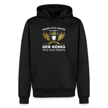 Der König will Skat spielen - Männer Premium Bio Hoodie - Schwarz - Vorne - Nico (187cm)