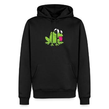 Grenouille - sortez sa langue - Sweat à capuche Premium bio Homme - noir - Devant - Nico (187cm)