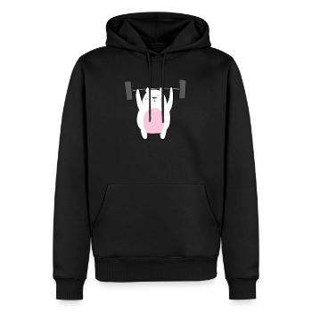 Gewichtheben - Eisbär hebt Gewichte - Männer Premium Bio Hoodie - Schwarz - Vorne - Nico (187cm)