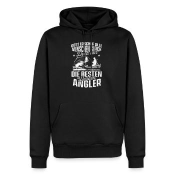 Gott erschuf alle Menschen gleich Angeln Angler - Männer Premium Bio Hoodie - Schwarz - Vorne - Nico (187cm)