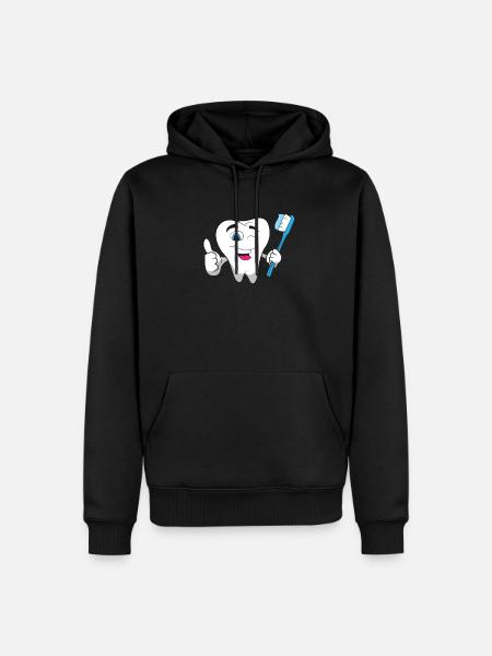 Zahnarzt - Strahlender Zahn mit blauer Zahnbürste - Männer Premium Bio Hoodie - Schwarz