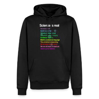 La science est réelle - la science est vraie! cadeau - Sweat à capuche Premium bio Homme - noir - Devant - Nico (187cm)