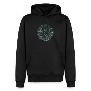 Océan - cercle de courant océanique - Sweat à capuche Premium bio Homme - noir - Devant - Nico (187cm)