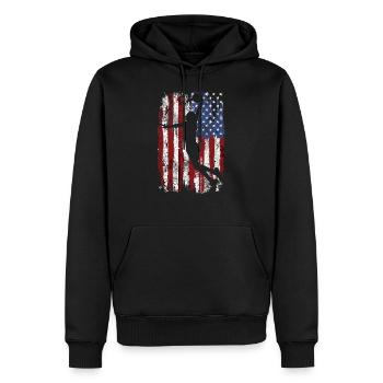 Drapeau USA Basketball - Sweat à capuche Premium bio Homme - noir - Devant - Nico (187cm)