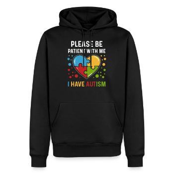 autisme - Sweat à capuche Premium bio Homme - noir - Devant - Nico (187cm)