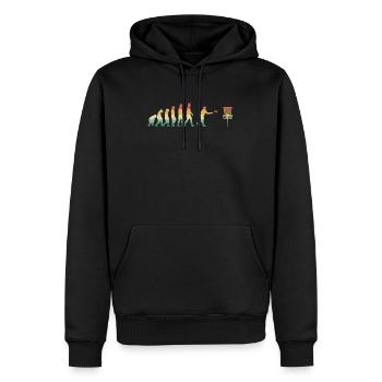 Disc golf - Sweat à capuche Premium bio Homme - noir - Devant - Nico (187cm)