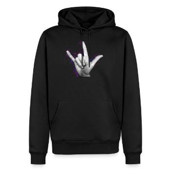 LIEBE DICH Violett - Männer Premium Bio Hoodie - Schwarz - Vorne - Nico (187cm)