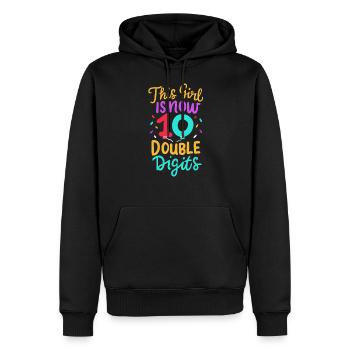 10e anniversaire enfant fille - Sweat à capuche Premium bio Homme - noir - Devant - Nico (187cm)