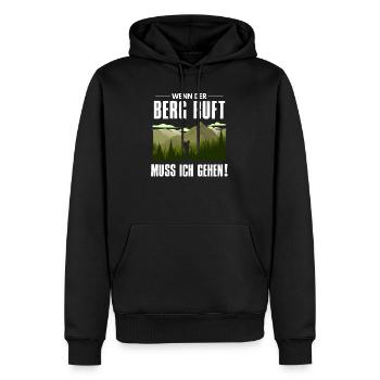 Wenn der Berg ruft muss ich gehen - Männer Premium Bio Hoodie - Schwarz - Vorne - Nico (187cm)