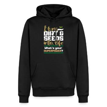 Je transforme la saleté et les graines en jardin - Sweat à capuche Premium bio Homme - noir - Devant - Nico (187cm)