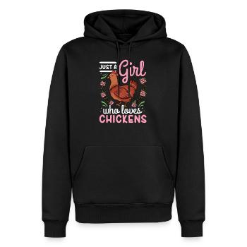 Poulet poule poulailler - Sweat à capuche Premium bio Homme - noir - Devant - Nico (187cm)